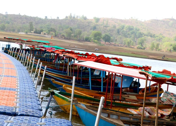 Barco Madera Ferry Atracción Turística Lago Dudhni Gujarat India — Foto de Stock