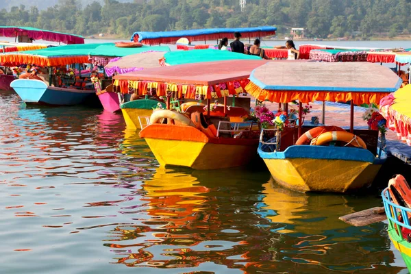 Colorful Boats Park River Bank Dudhni Gujarat India — Stock Photo, Image