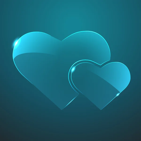 Векторное стекло икона двух сердец. Eps10 — стоковый вектор