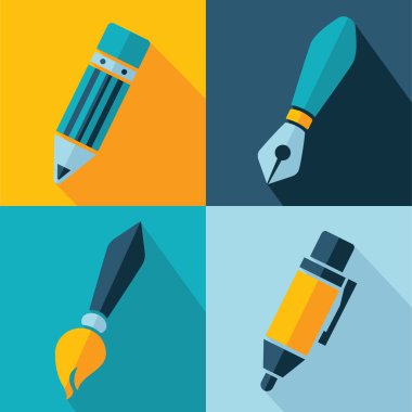 Office set simgeler vektör