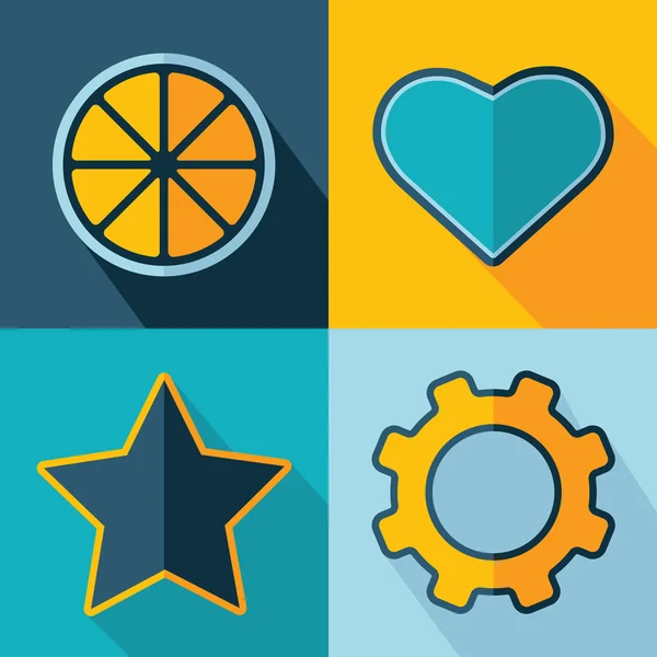 Vektorové ikony hvězda gear oranžové srdce — Stockový vektor