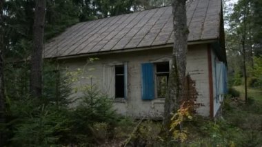 İnsanlığın yok olması, ormandaki terk edilmiş eski bir bina.