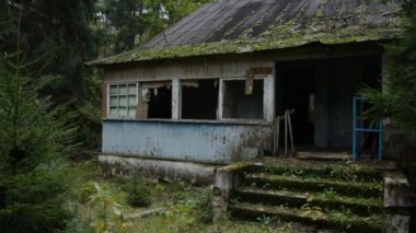 İnsanlığın yok olması, ormandaki terk edilmiş eski bir bina.