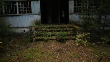 İnsanlığın yok olması, ormandaki terk edilmiş eski bir bina.