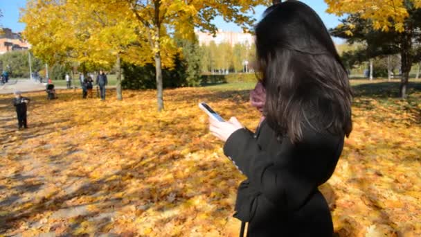 Sosyal ağlarda sohbet eden kız — Stok video