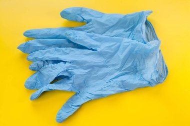 Rubber medical gloves close up studio shot photo
