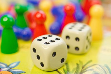 Playing board close chips and dice close