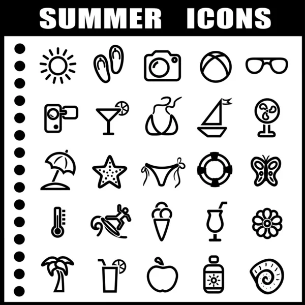 Iconos de verano — Vector de stock