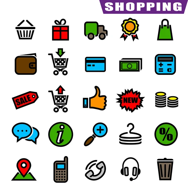 Iconos de compras — Vector de stock