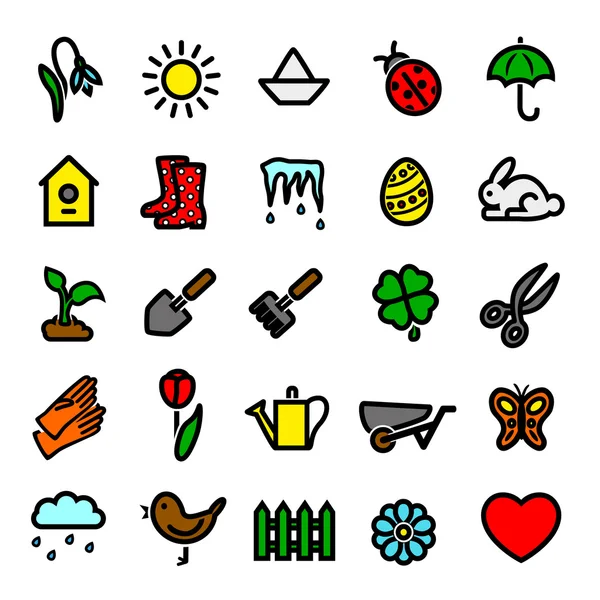 Iconos de primavera — Vector de stock