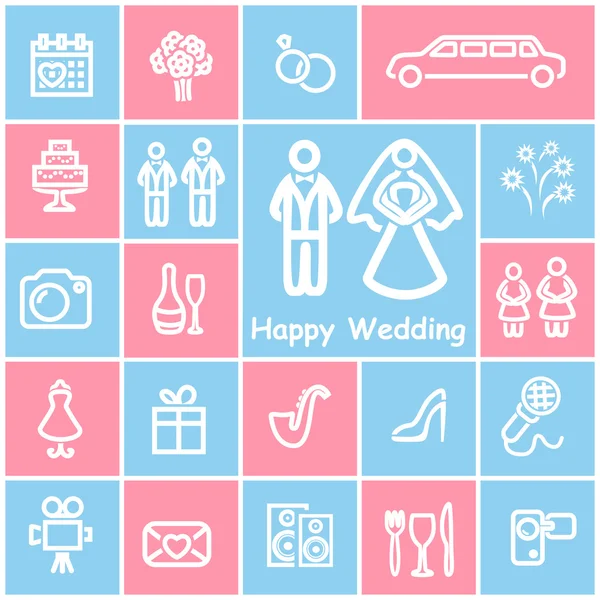 Iconos de boda Ilustración De Stock