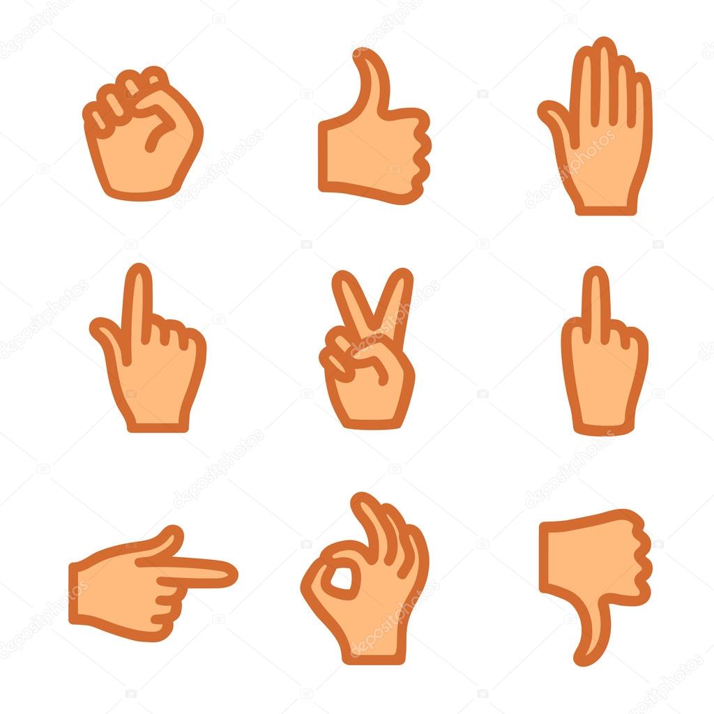 Hand gestures, icons