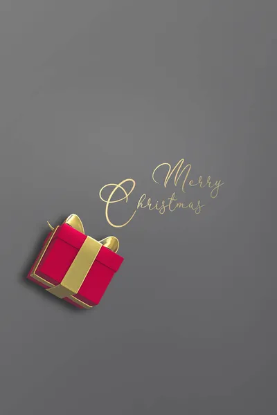 Composición Navideña Año Nuevo Gris Pastel Caja Regalo Roja Navidad —  Fotos de Stock