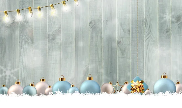 Plantilla Navidad Año Nuevo Azul Turquesa Sobre Madera Pastel Perla — Foto de Stock