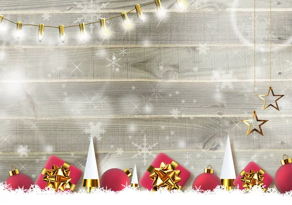 크리스마스 성탄절 나무판 Xmas 상자는 배경의 Xmas 트리를 위에서 디자인 — 스톡 사진