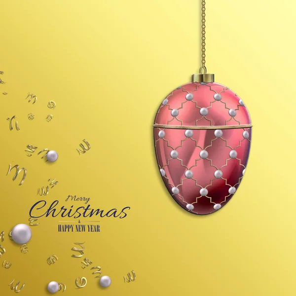 Weihnachten 2022 Neujahrsfeiertag Design Hängende Rote Weihnachtskugel Faberge Stil Dekoration — Stockfoto