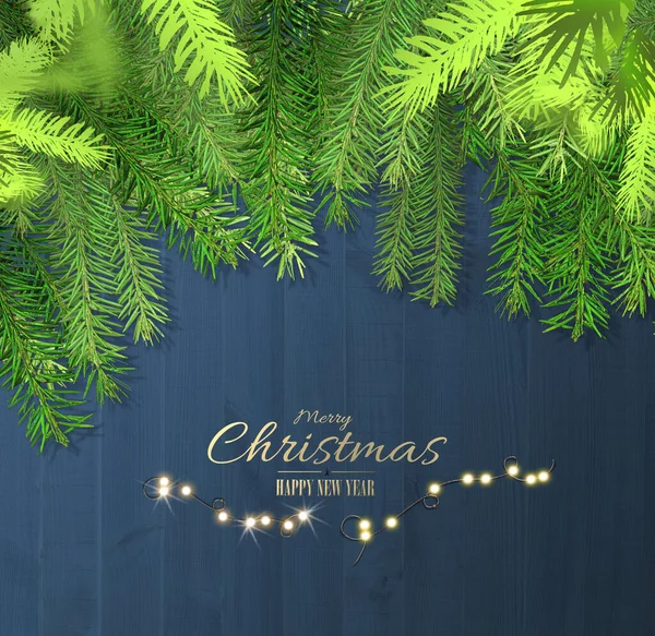 Christmas 2022 New Year Dark Blue Wood Background Xmas Fir — 스톡 사진