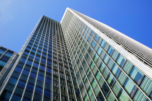 Modern skyscraper in Canary Wharf, London's Docklands, UK