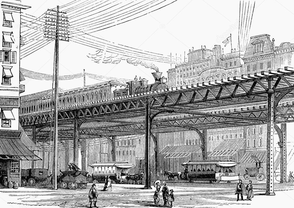 19th century New York, USA, elevated railway