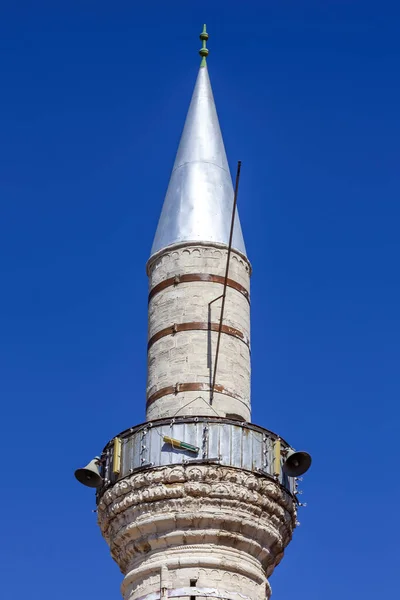 Minarete Grande Mesquita Cami Kebir Cidade Limassol Chipre Que Ainda — Fotografia de Stock