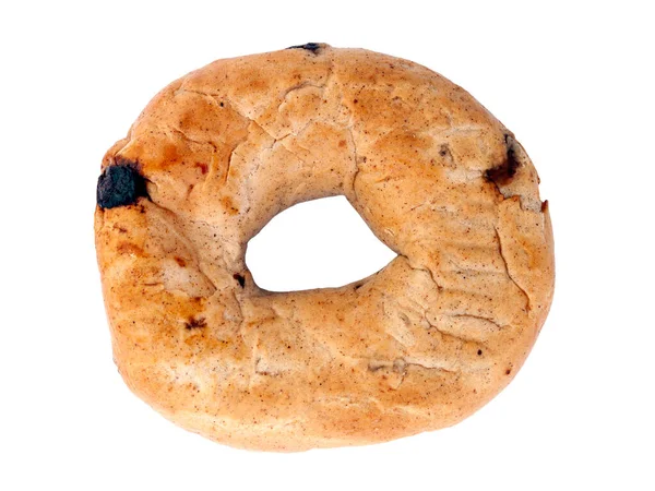 Rolo Pão Bagel Frutas Raisin Cortado Isolado Fundo Branco — Fotografia de Stock