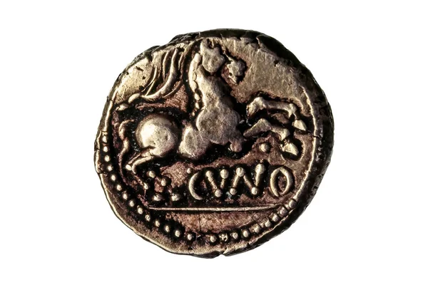 Brytyjski Złoty Stater Monety Epoki Żelaza Catuvellauni Plemienia Pokazując Konia — Zdjęcie stockowe