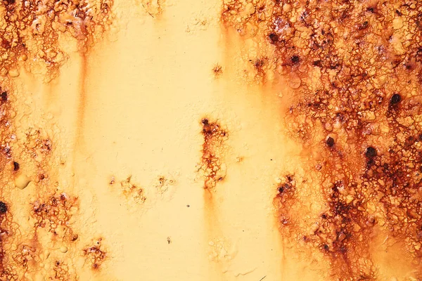 Rust Covered Weathered Iron Metal Texture Background Yellow Peeling Blistering — Foto de Stock