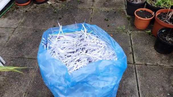 Shredded Paper Documents Which Garbage Waste Trash Ready Recycling Prevent — Stock Video