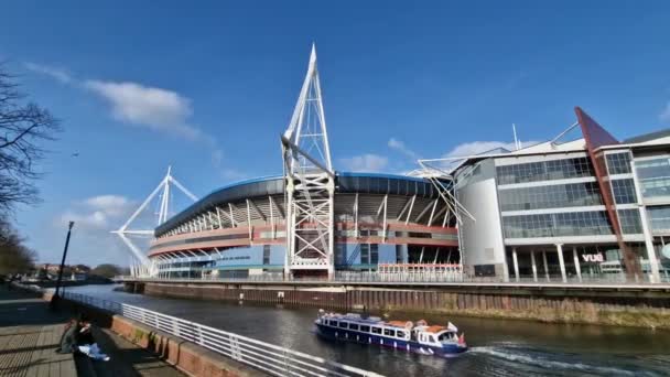 Cardiff Wales Großbritannien Februar 2022 Das Principality Stadium Millennium Stadium lizenzfreies Stockvideo