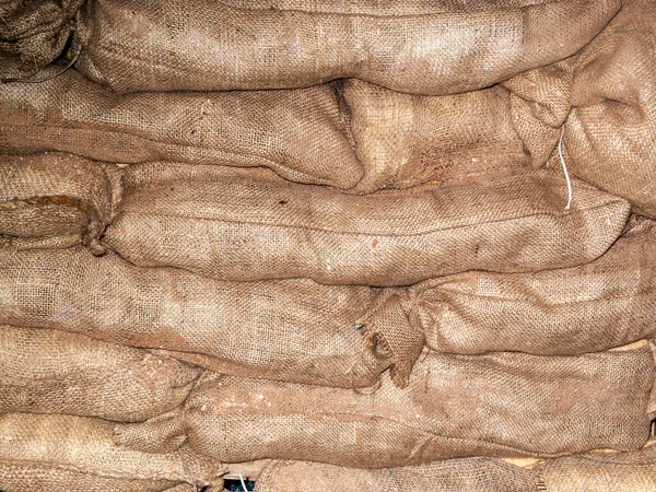 Sandbags Background Stacked Heap Use Flood Defence Military Barricade Stock —  Fotos de Stock