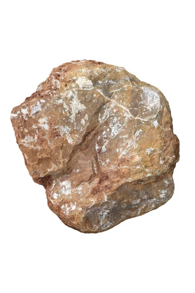 大きな茶色の岩が切り出され 白い背景に隔離され ストックフォトイメージ — ストック写真