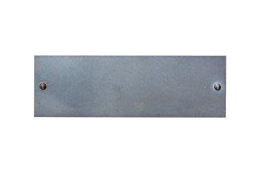Oksitlenmiş soluk ve sıkıntılı pirinç plak fırça metal doku ve vida kesilir ve beyaz bir arka plan, stok fotoğraf görüntü izole