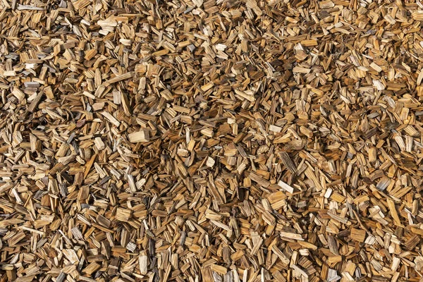 Houtspaander Schors Snippers Zijn Versnipperd Voor Gebruik Als Tuinmulch Door — Stockfoto