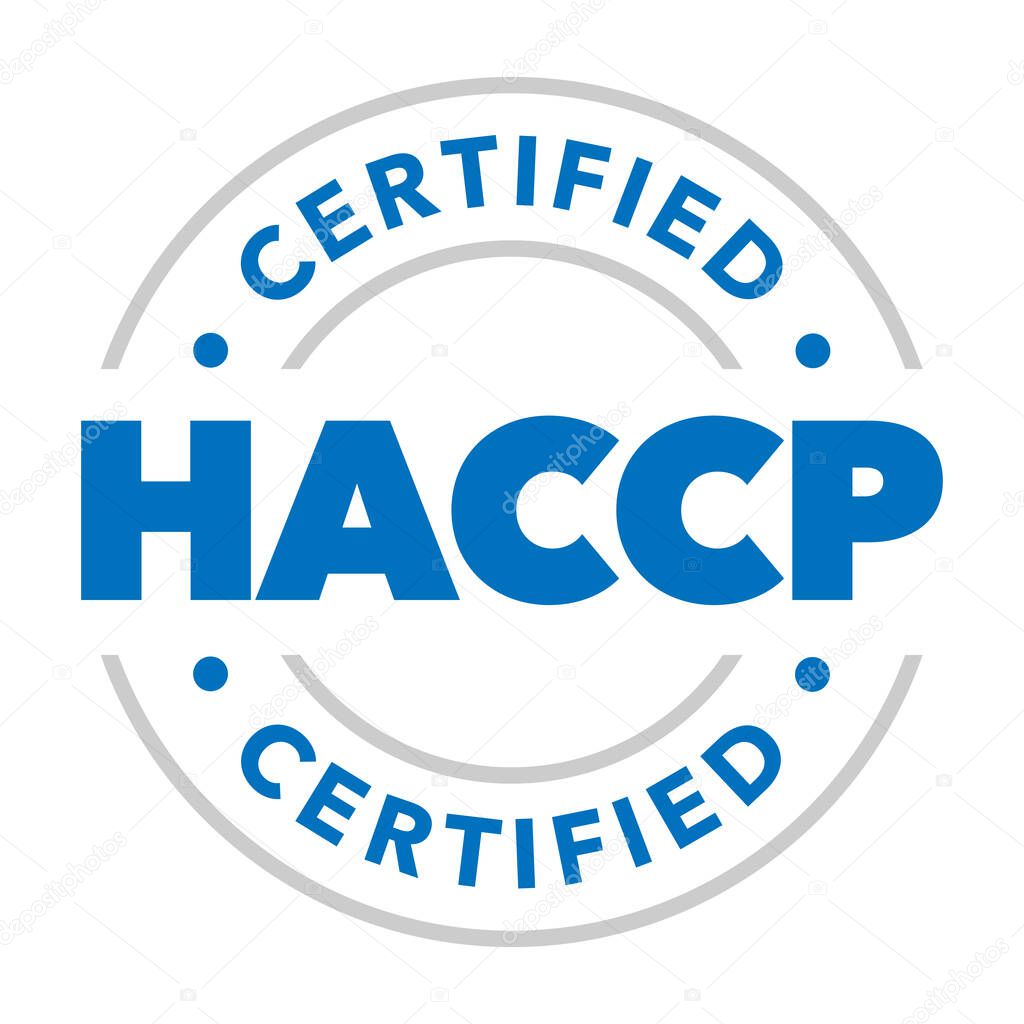 HACCP hazard analysis critical control point, food safety certified vector badge icon logo