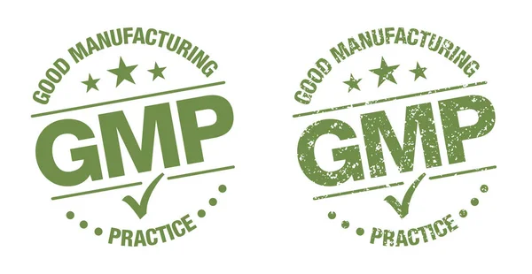 Gmp Good Manufacturing Practice Vintage Grunge Certifikované Kulaté Razítko Vector — Stockový vektor