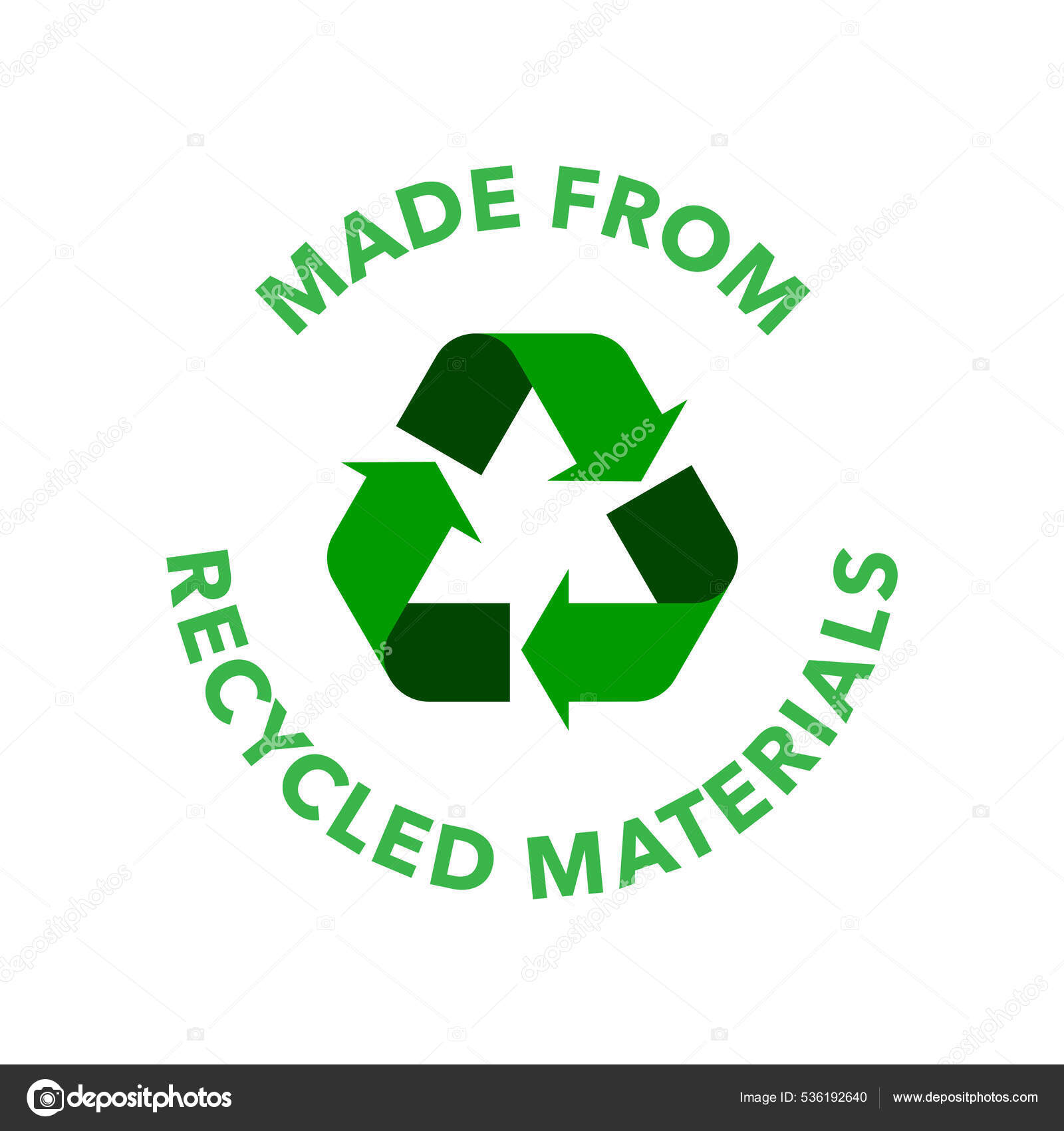 Made 100 Recycled Materials Vector Icon Logo Badge Stock Vector Image