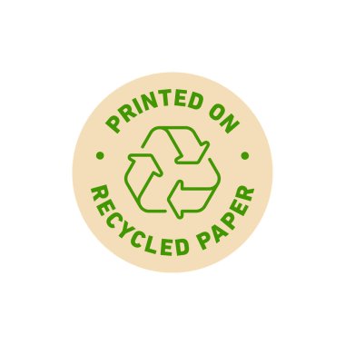 Geri dönüştürülmüş kağıt vektör logo rozeti