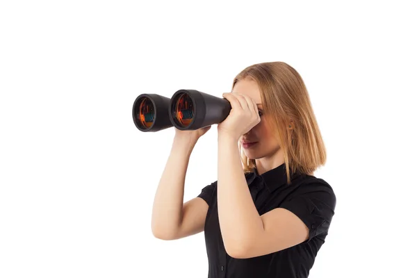 Mulheres de negócios que procuram com binocular. Estúdio — Fotografia de Stock