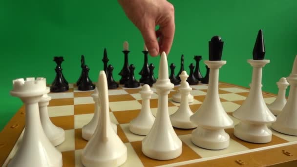 Chess Chessboard Shooting Green Background Chromakey — Stock Video