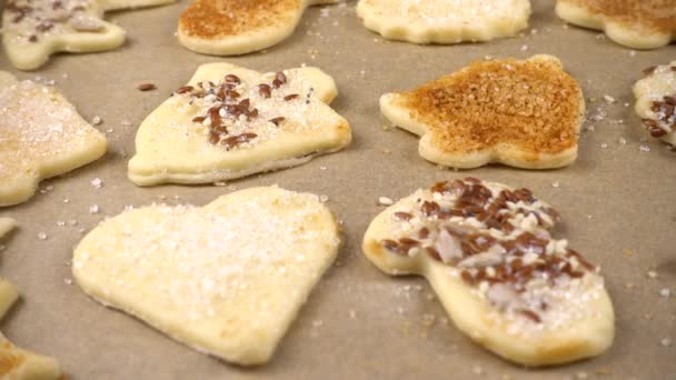 Het Proces Van Het Maken Van Koekjes Van Shortbread Deeg — Stockvideo