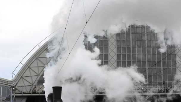 Retro Steam Locomotive Prepares Leave Station — Αρχείο Βίντεο