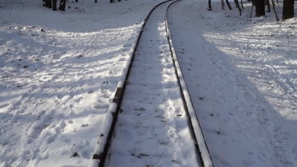 Railway Rails Covered Snow — 비디오