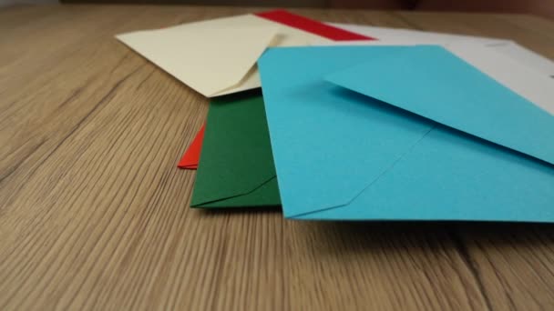 Falling Multi Colored Envelopes Slow Motion — Stock Video
