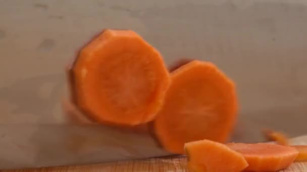 Cook Cuts Carrots Cutting Board — Stock Video