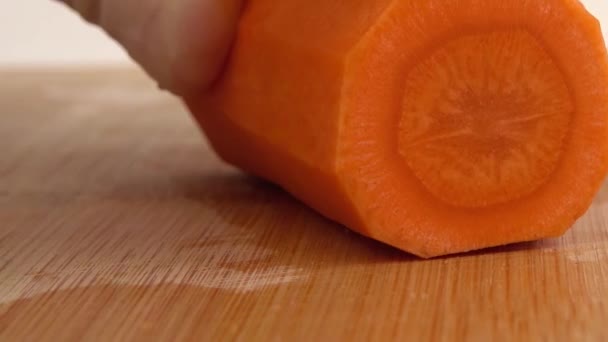 Cook Cuts Carrots Cutting Board — Stock Video