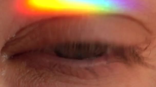 Glare Rainbow Female Eye — Stock Video