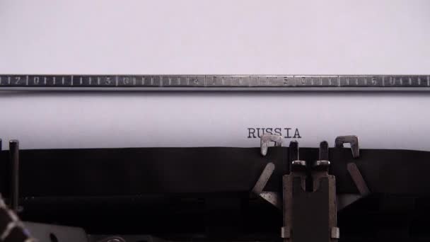 Escrevendo Frase Rússia Ucrânia Máquina Escrever Retro — Vídeo de Stock