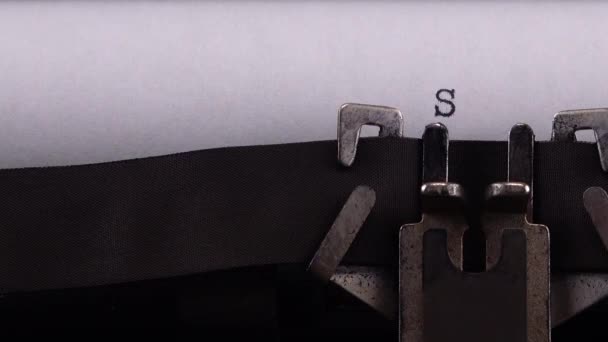 Typerende Zin Stop Putler Betreffende Retro Typemachine — Stockvideo