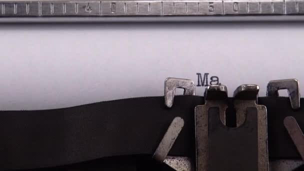 Typing Phrase Martial Law Retro Typewriter — Stock Video