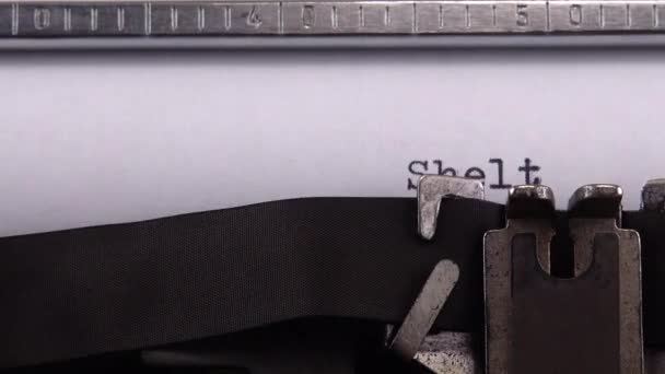 Typing Phrase Shelter Our Sky Retro Typewriter — Stock Video